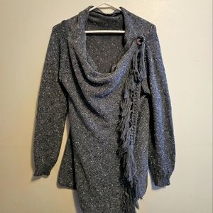 CEASIKERY Women's Tassel Hem Sweater Long Cardigan Knitwer Pullover Poncho Coat